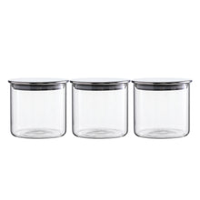 Charger l&#39;image dans la galerie, Set of 3 Airtight Clear Glass Storage Containers with Stainless Lids
