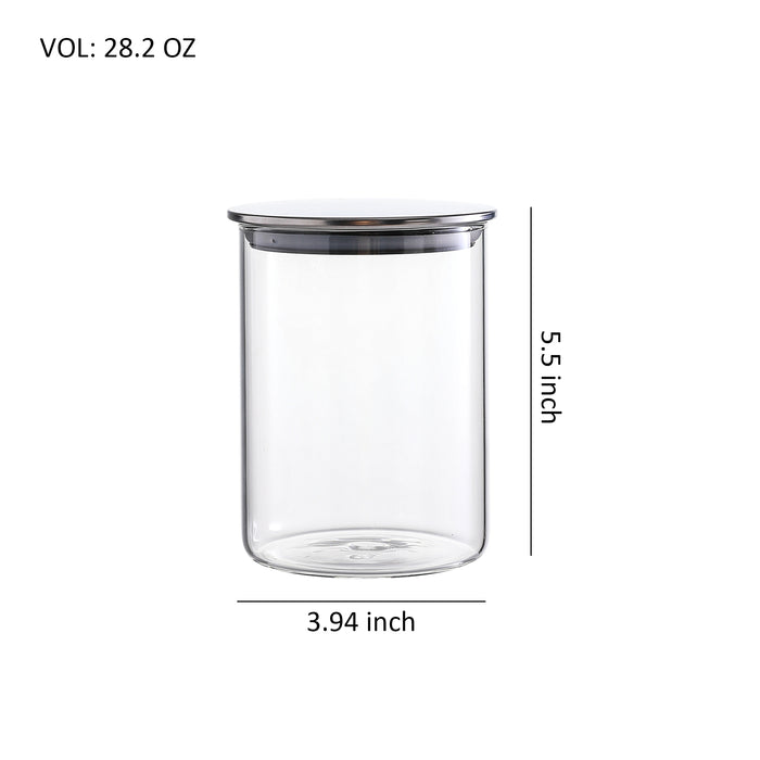 Airtight Clear Glass Canister Set of 3 Glass Storage Jars with Stainless Steel Lids