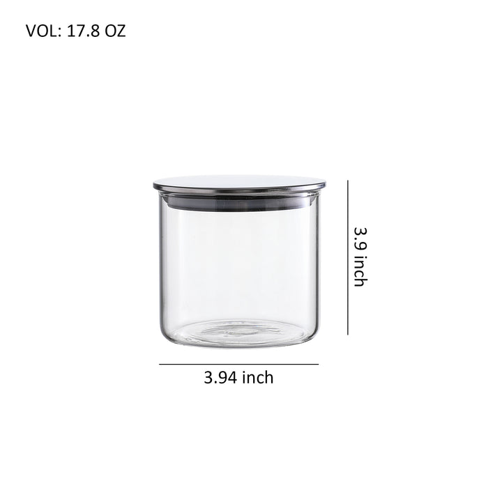 Set of 3 Airtight Clear Glass Storage Containers with Stainless Lids