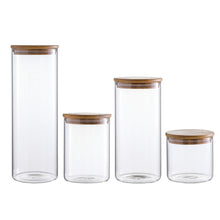 Charger l&#39;image dans la galerie, Food Storage Glass Canister Set, Airtight Coffee Container with Bamboo Lids, Set of 4
