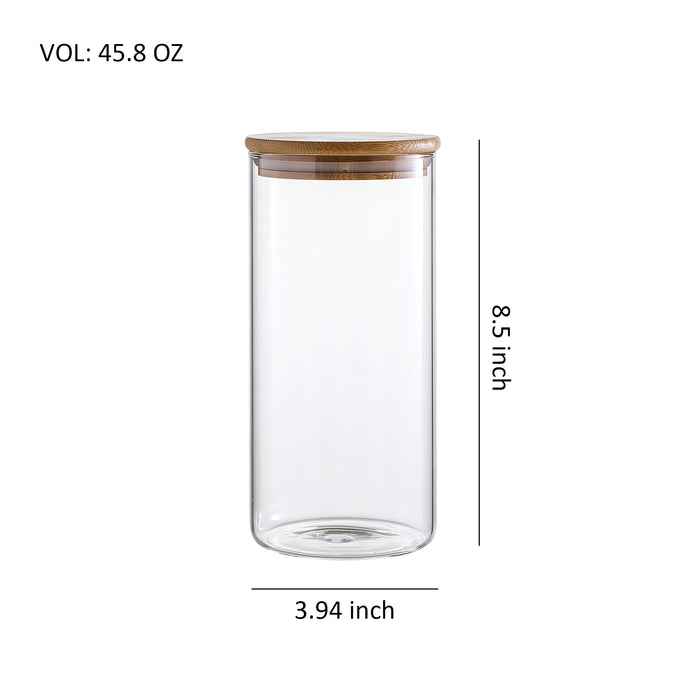 Food Storage Glass Canister Set, Airtight Coffee Container with Bamboo Lids, Set of 4