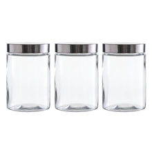 Charger l&#39;image dans la galerie, Clear Glass Storage Containers with Lids, Set of 3 ( Each: 4.5&quot; D x 6.7&quot; H )
