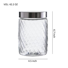 Load image into Gallery viewer, Clear Spiral Design Glass Storage Containers with Lids, Set of 3 ( Each: 4.5&quot; D x 6.7&quot; H )
