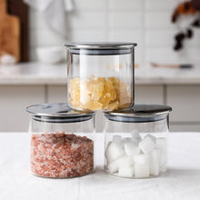 Charger l&#39;image dans la galerie, Set of 3 Airtight Clear Glass Storage Containers with Stainless Lids
