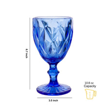 Load image into Gallery viewer, Set of 6 Blue Colored Water Glasses Wine Drinking Goblet , 10.8 oz (6 Blue)
