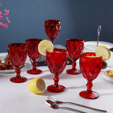 Charger l&#39;image dans la galerie, Set of 6 Red Colored Water Glasses Wine Drinking Goblet , 10.8 oz (6 Red)
