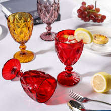 Load image into Gallery viewer, Set of 6 Red Colored Water Glasses Wine Drinking Goblet , 10.8 oz (6 Red)
