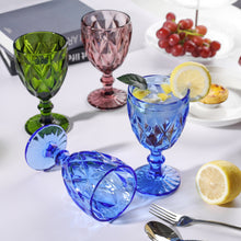 Load image into Gallery viewer, Set of 6 Blue Colored Water Glasses Wine Drinking Goblet , 10.8 oz (6 Blue)
