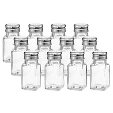 Load image into Gallery viewer, Salt and Pepper Shakers Set, Mini Square Glass Bottles, Set of 12 (Each 2.3 oz)
