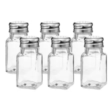 Load image into Gallery viewer, Salt and Pepper Shakers Set, Mini Square Glass Bottles, Set of 6 (Each 2.3 oz)
