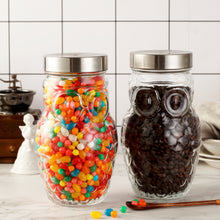 Load image into Gallery viewer, Elegant Owl Shaped Clear Glass Storage Container with Lid set of 2 (4.92&quot; X 8.9&quot; H)
