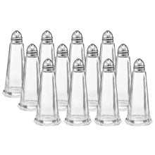 Charger l&#39;image dans la galerie, Clear Glass Tower Style Salt and Pepper Shakers Set of 12 (Each:1.4oz)
