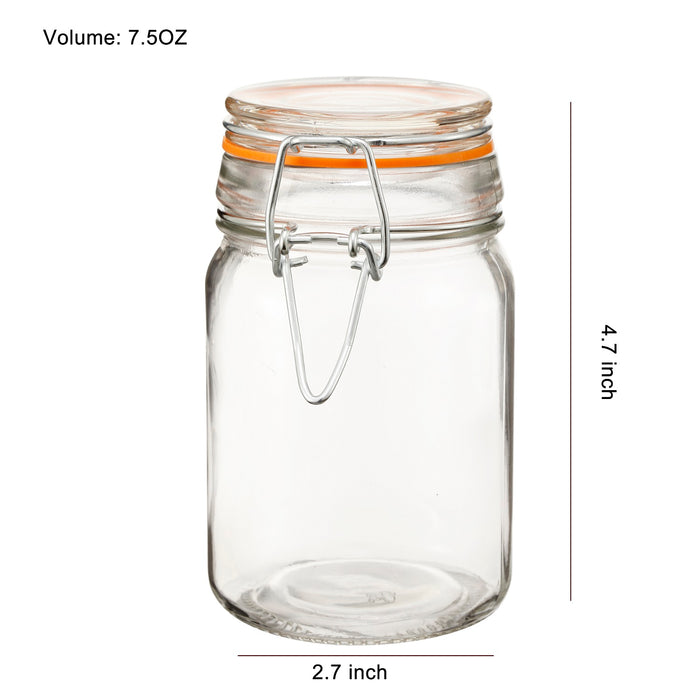 Glass Spice Jars Bottles with Airtight Lids and Leak Proof Rubber Gasket Set of 6 ( Round，7.5 oz)