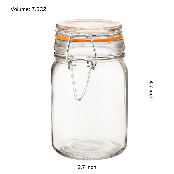 Glass Spice Jars Bottles with Airtight Lids and Leak Proof Rubber Gasket Set of 12 (Round，7.5 oz)