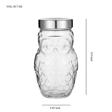 Charger l&#39;image dans la galerie, Elegant Owl Shaped Clear Glass Storage Container with Lid set of 2 (4.92&quot; X 8.9&quot; H)
