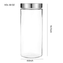 Load image into Gallery viewer, Clear Cylindrical Glass Storage Containers with Lids, Set of 4 (D: 4.5&quot; x H: 4.7&quot; / 6.7&quot; / 8.7&quot; / 10.7&quot;)
