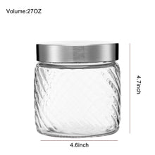 Charger l&#39;image dans la galerie, Clear Spiral Design Glass Storage Containers with Lids, Set of 3 ( D: 4.5&quot; x H: 4.7&quot; / 6.7&quot; / 8.7&quot; )
