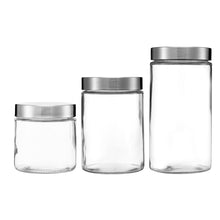 Charger l&#39;image dans la galerie, Clear Glass Storage Containers with Lids, Set of 3 ( D: 4.5&quot; x H: 4.7&quot; / 6.7&quot; / 8.7&quot; )
