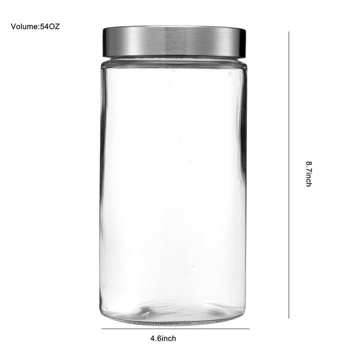 Clear Glass Storage Containers with Lids, Set of 3 ( D: 4.5" x H: 4.7" / 6.7" / 8.7" )