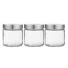 Load image into Gallery viewer, Clear Cylindrical Glass Storage Containers with Lids, Set of 3 ( D: 4.5&quot; x H: 4.7&quot; )
