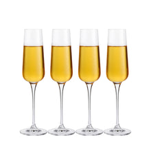 Load image into Gallery viewer, Crystal Champagne Flutes Glasses Set of 4 - Machine Made Glass 100% Lead Free 8 Ounce
