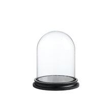 Load image into Gallery viewer, 5.9 inch x 8.5 inch Decorative Glass Display Cloche Dome with Black Wood Base
