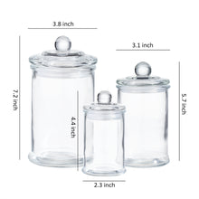 Load image into Gallery viewer, Mini Glass Apothecary Jars-Cotton Jar-Bathroom Storage Organizer Canisters Set of 3
