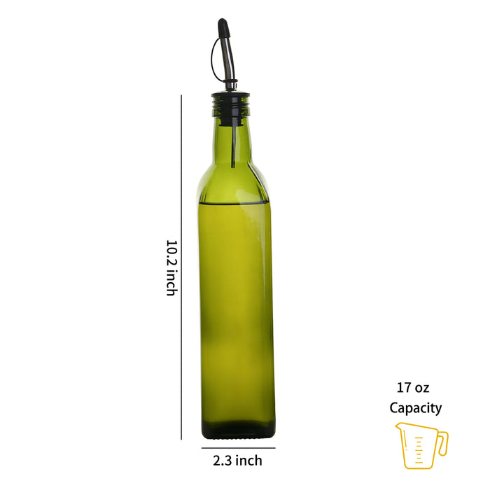 Gala Houseware Dark Green Glass Olive Oil and Vinegar Dispenser Set, 2 pack cooking oil dispenser