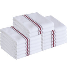 Charger l&#39;image dans la galerie, 12 Pieces Linen Cloth Napkins, 18&quot; x 22&quot;  Burgundy Stripe (Burgundy)
