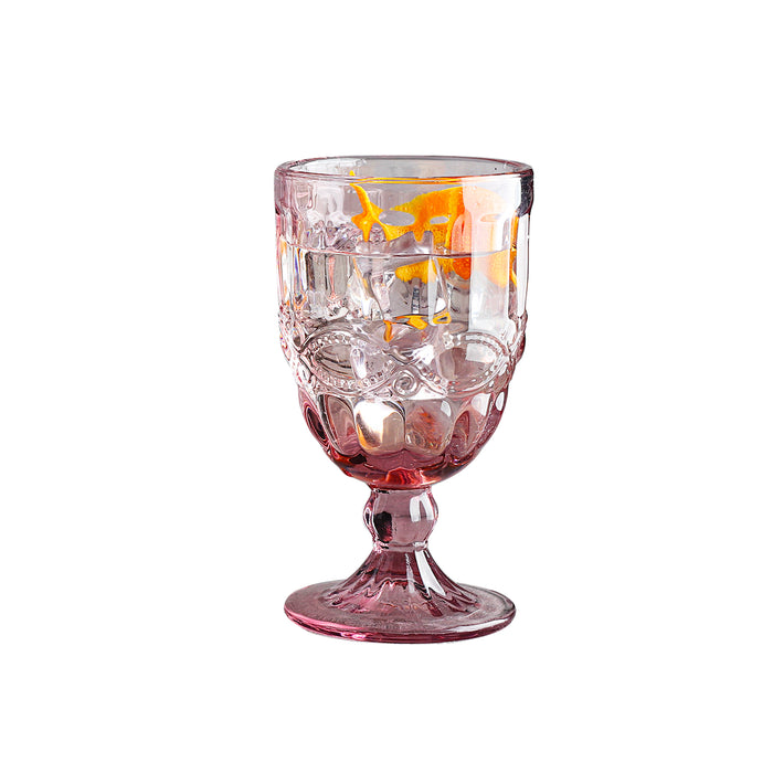 Colored Water Glasses 6-Piece Set, 8.5 oz Premium Heavy Wine Drinking Goblet, Solid Glass Color