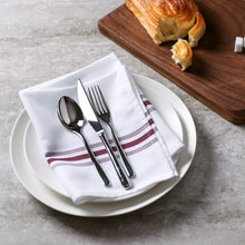 Charger l&#39;image dans la galerie, 12 Pieces Linen Cloth Napkins, 18&quot; x 22&quot;  Burgundy Stripe (Burgundy)
