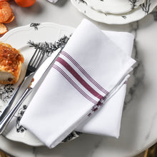 Load image into Gallery viewer, 12 Pieces Linen Cloth Napkins, 18&quot; x 22&quot;  Burgundy Stripe (Burgundy)
