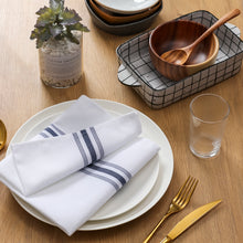 Load image into Gallery viewer, 12 Pieces Linen Cloth Napkins, 18&quot; x 22&quot; Navy Blue Stripe (Navy Blue)
