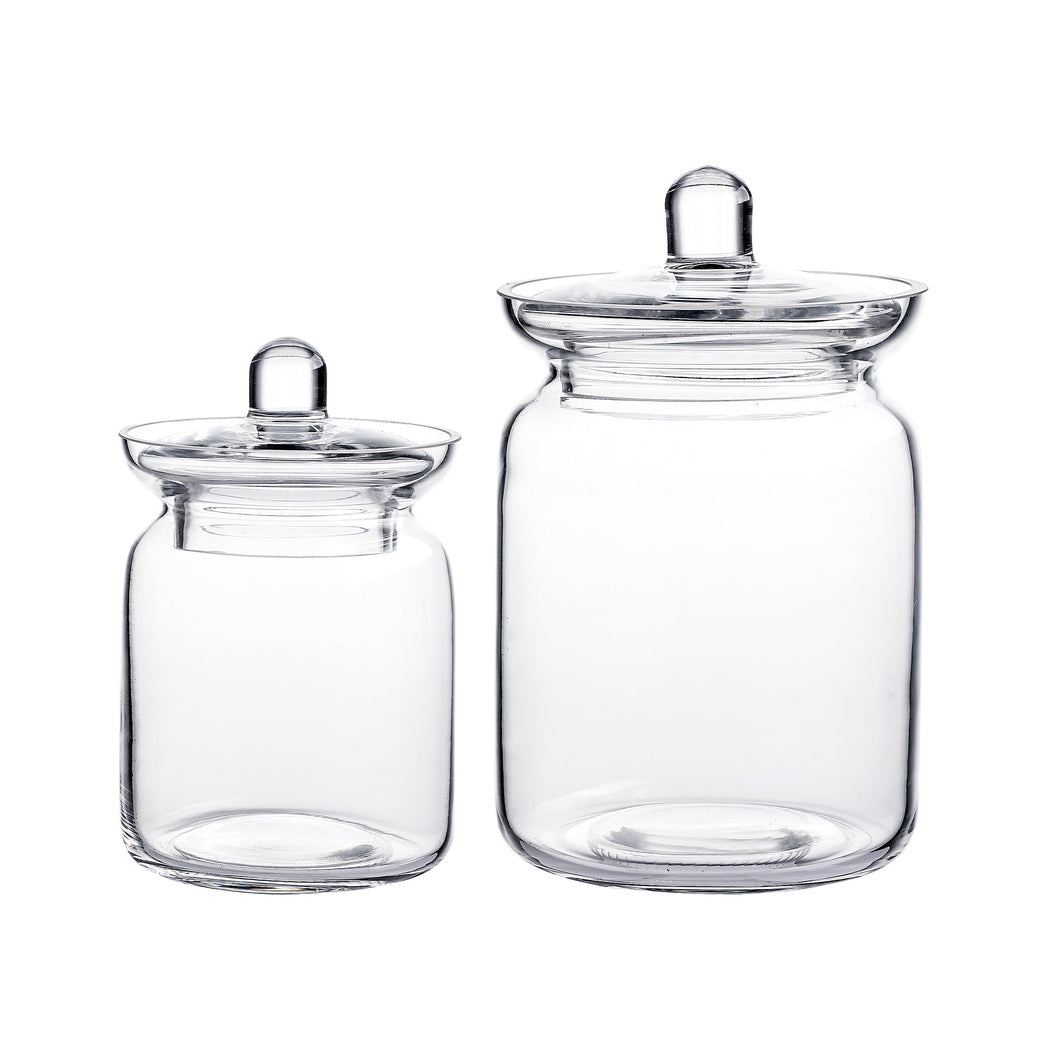 Bathroom Vanity Apothecary Jars, Set of 2 Glass Storage Organizer Canister