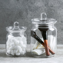 Load image into Gallery viewer, Bathroom Vanity Apothecary Jars, Set of 2 Glass Storage Organizer Canister
