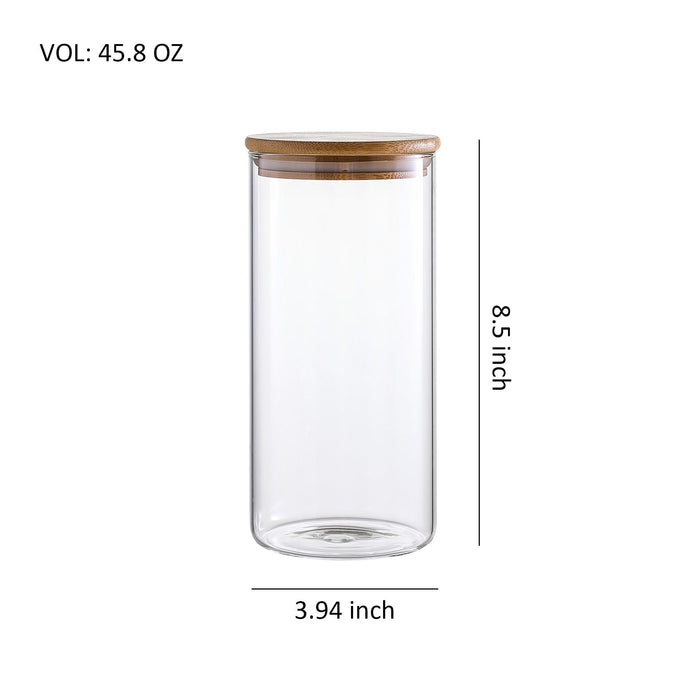 Glass Food Storage Containers Set, Glass Canister Set Airtight Coffee Container with Bamboo Lids, Set of 3