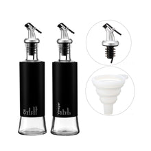 Charger l&#39;image dans la galerie, 2 Piece Oil and Vinegar Dispenser Set with Drip-Free Pourers and Black Shells
