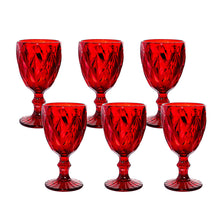 Load image into Gallery viewer, Set of 6 Red Colored Water Glasses Wine Drinking Goblet , 10.8 oz (6 Red)
