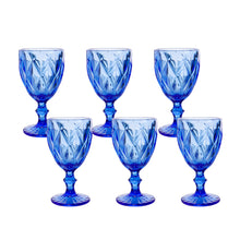 Charger l&#39;image dans la galerie, Set of 6 Blue Colored Water Glasses Wine Drinking Goblet , 10.8 oz (6 Blue)
