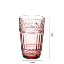 Load image into Gallery viewer, Colored Water Glasses, Embossed Design Glass Tumblers Set,12 OZ Set of 4 (Purple)
