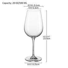 Load image into Gallery viewer, Hand Blown Lead Free Crystal Wine Glasses Set of 4 (20 oz)
