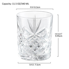 Charger l&#39;image dans la galerie, Premium Crystal Whiskey Glasses Old Fashioned Textured Designed Heavy Base, Set of 6 ( 11 Ounce, 6 Pcs )
