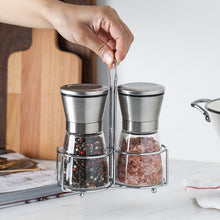 Load image into Gallery viewer, Salt and Pepper Grinders set of 2 with Stainless Steel Stand
