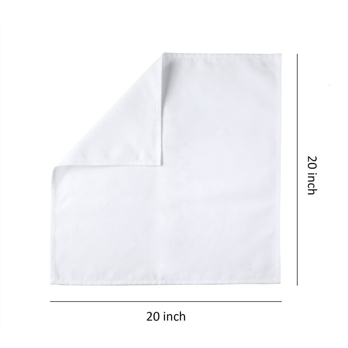 Spun Polyester Dinner Napkins 20 x 20 inch - White 12 Pack Solid Washable Cloth Napkins