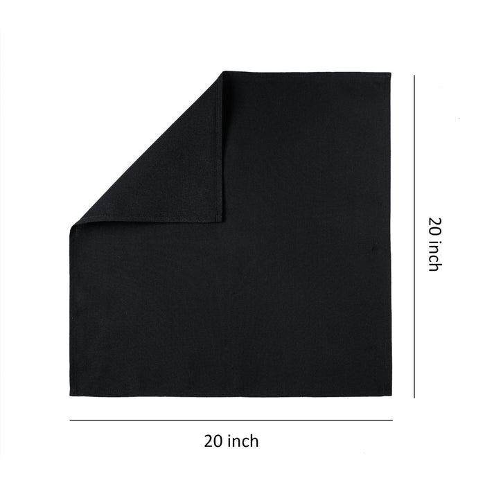 Spun Polyester Dinner Napkins 20 x 20 inch - Black 12 Pack Solid Washable Cloth Napkins